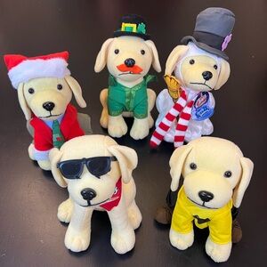 Lot Of 5 Raising Canes Holiday Puppy Dog Plushies Frosty Charlie Brown St Pattys
